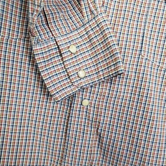 Old Navy Men’s Medium Plaid Button Up Long Sleeve Shirt Red Blue Yellow 100% Cot - Picture 3 of 7